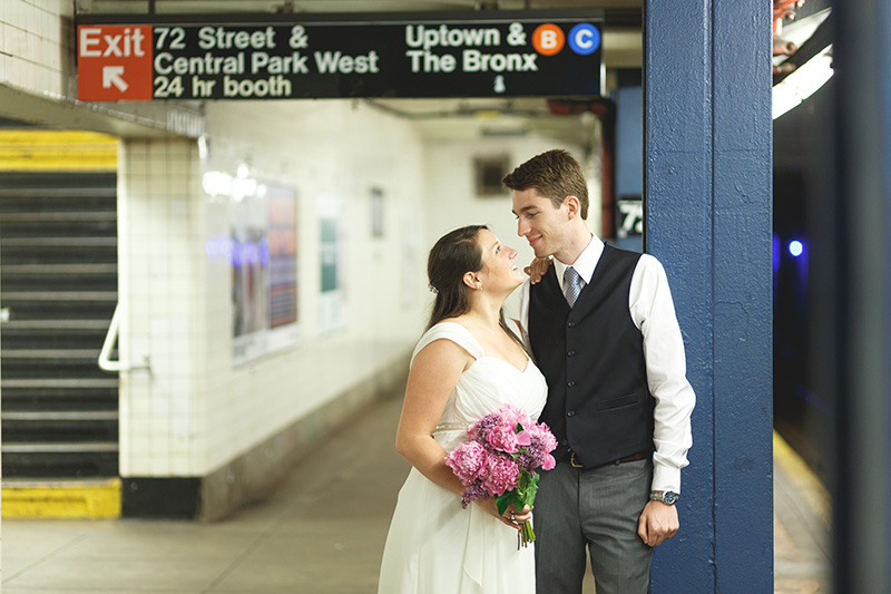 NYC subway wedding photos