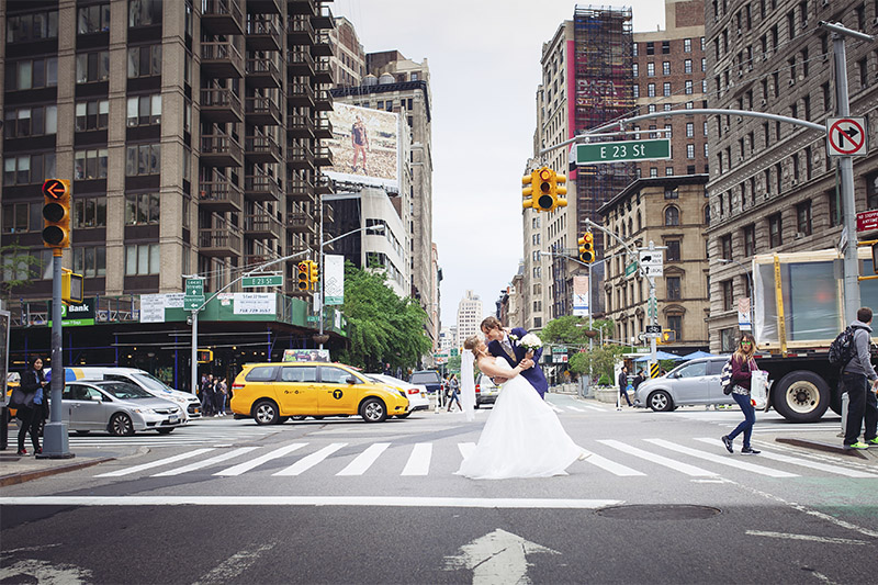 NYC street wedding photo