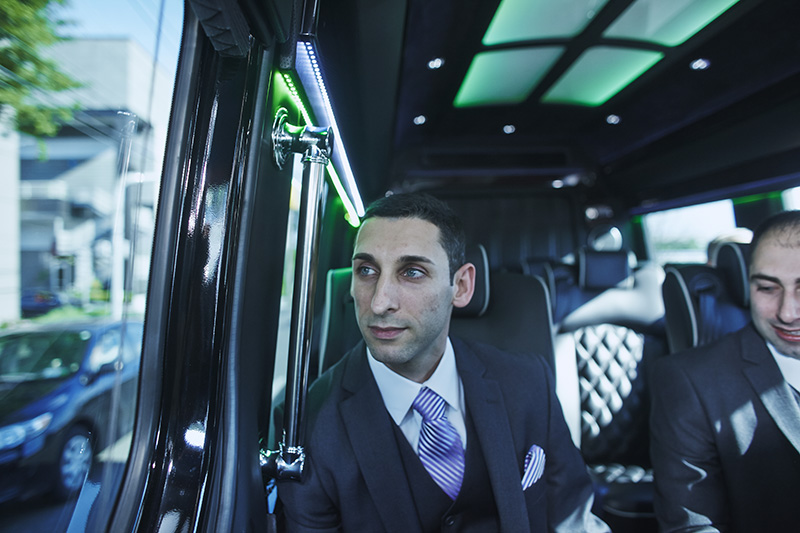 groom in a limo
