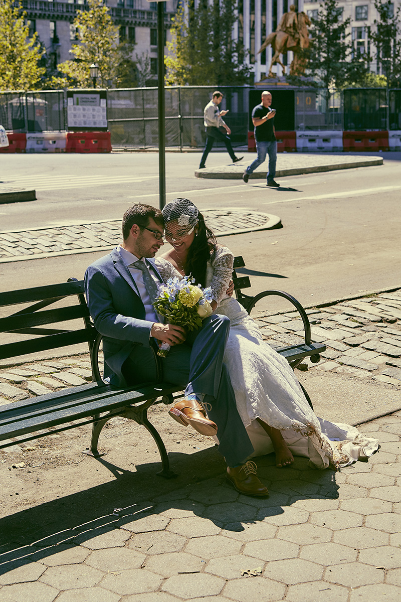Central Park NYC elopement photography by Le Image - Brooklyn, NY wedding photographers and videographers. Bethesda Terrace wedding.
