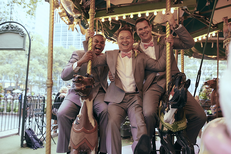 groomsmen on carousel