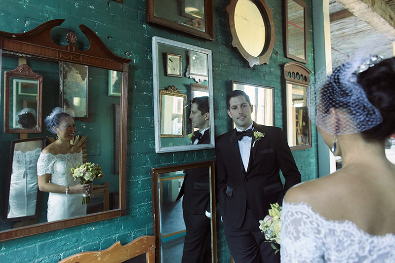wedding portraits with mirrors