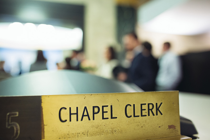 chapel clerk sign