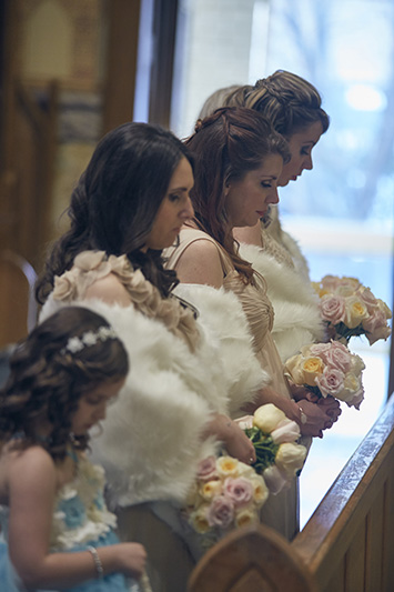 bridesmaids in church