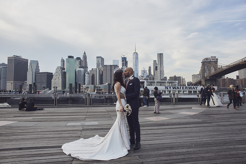 Brooklyn bridge park wedding portraits