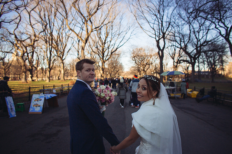 bride and groom Central Park walk