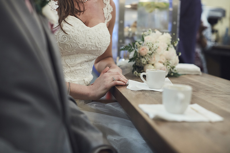 coffee shop wedding photos