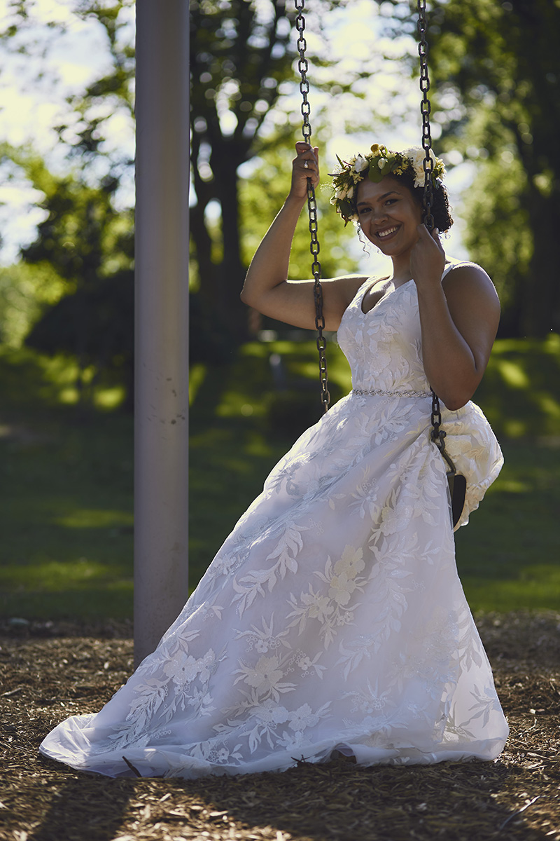 bride on swing