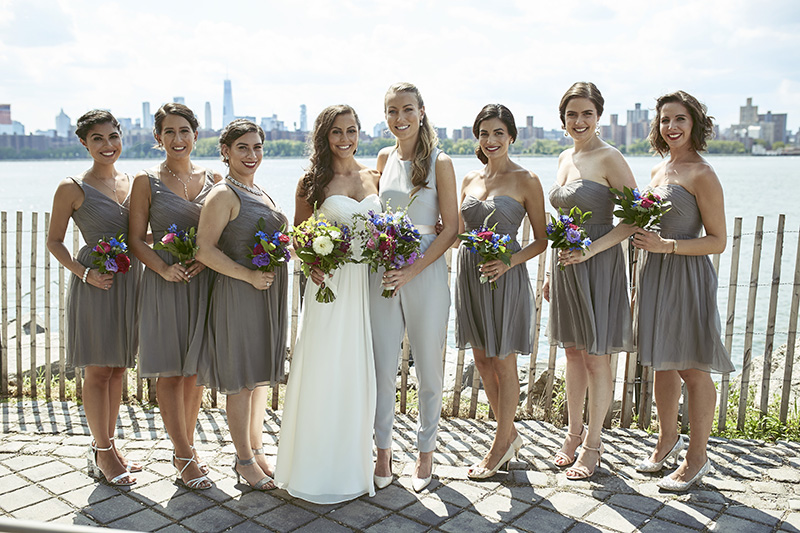 brides' with bridesmaids