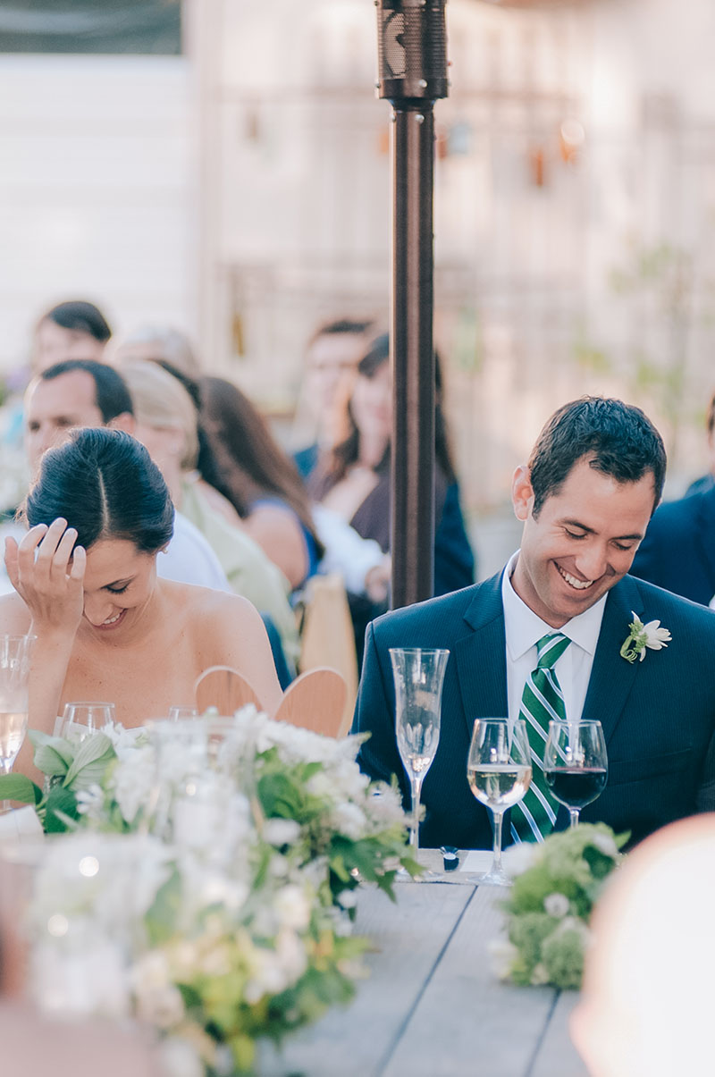 bride and groom reaction to toast