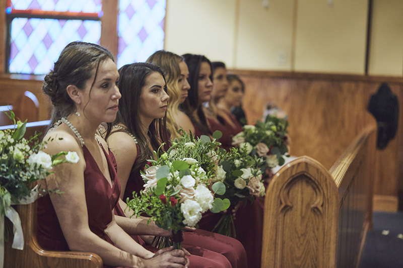 bridesmaids at church