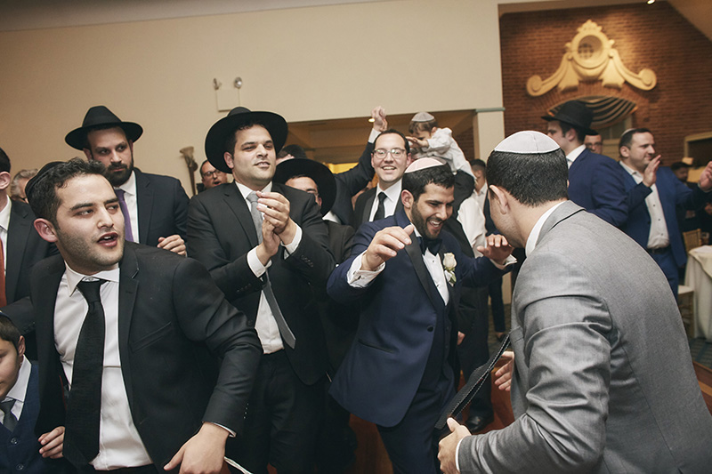Orthodox Jewish wedding party