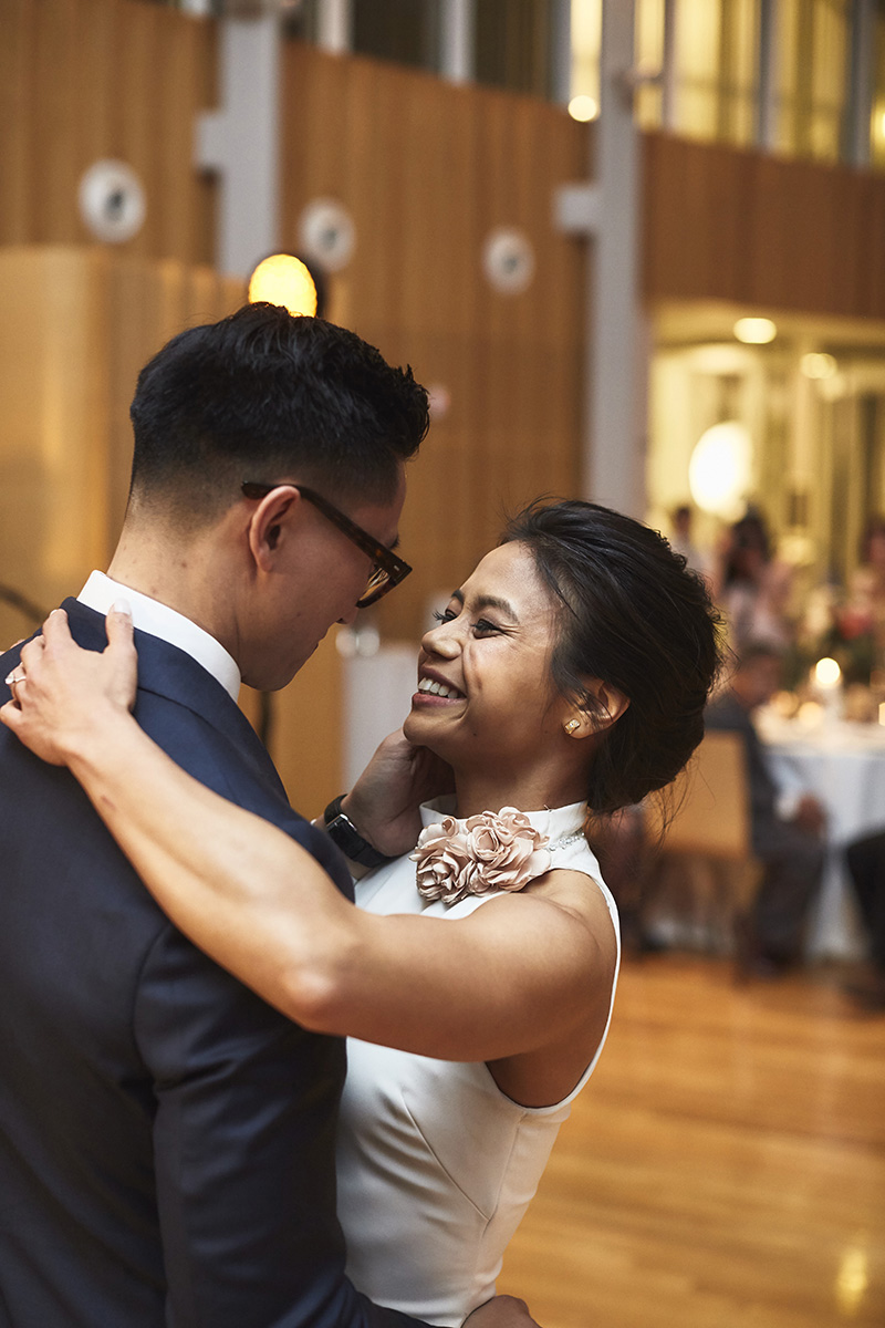 brides and grooms first dance portrait