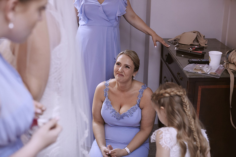 Bride getting dresses