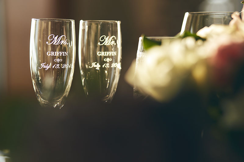 Custom champaign wedding glasses