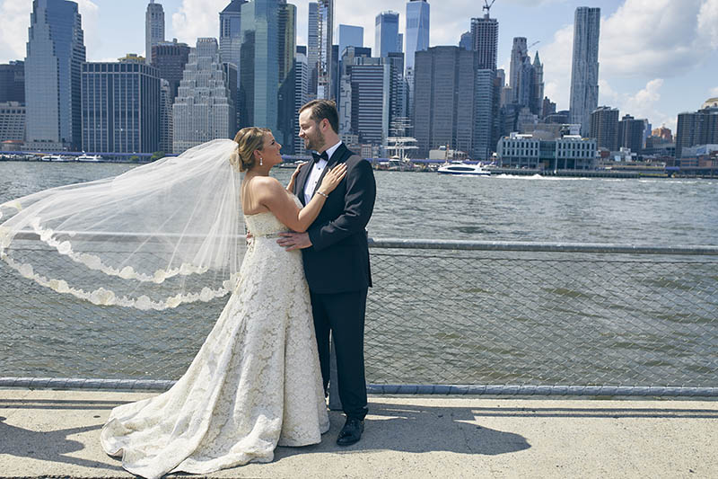 DUMBO NYC skyline wedding photos