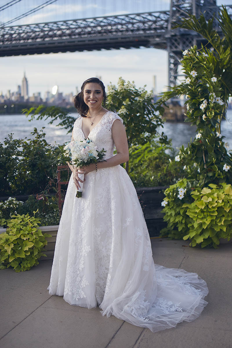 Wedding portraits with NYC skyline view