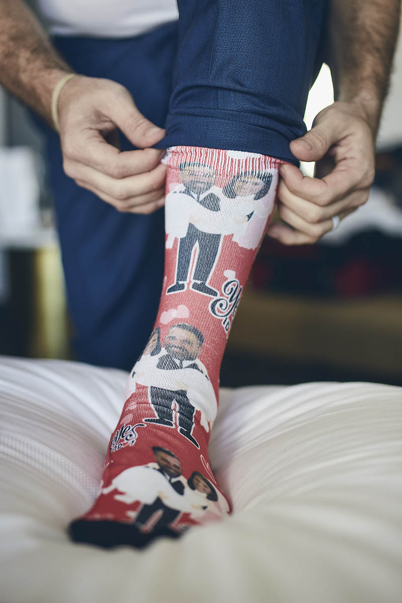 Wedding socks with couple picture