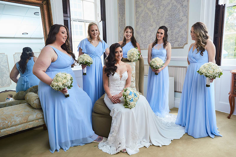 Portrait of bridesmaids fully dressed