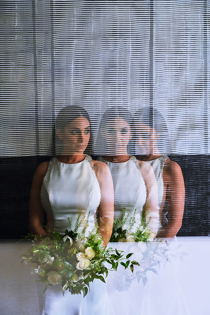 Creative bride portrait with long exposure