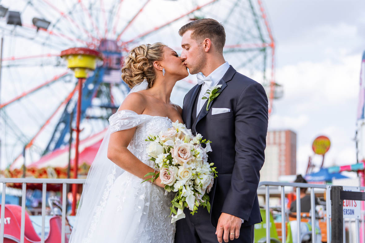 Ferris wheel Coney Island wedding photo