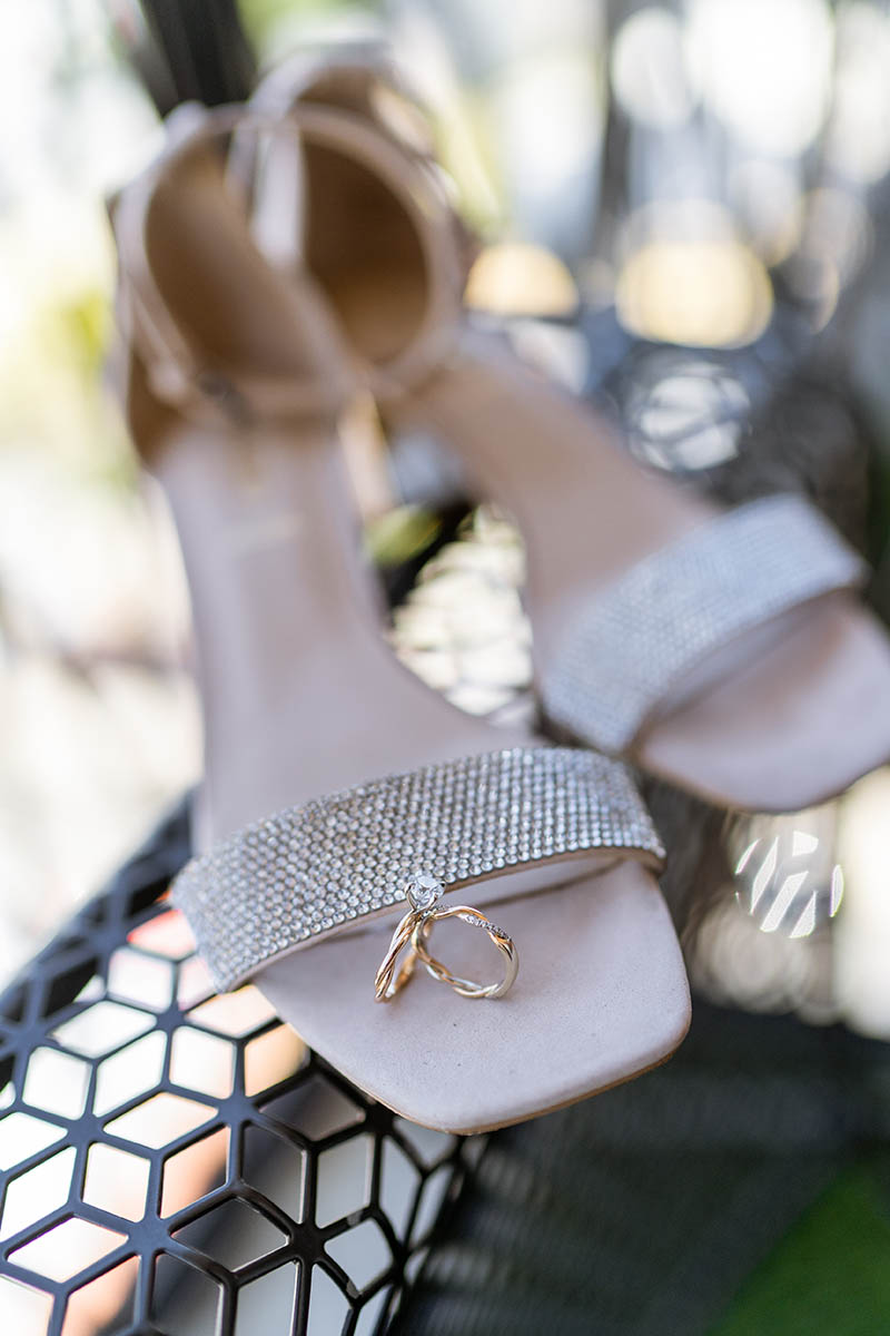 Wedding shoes and rings