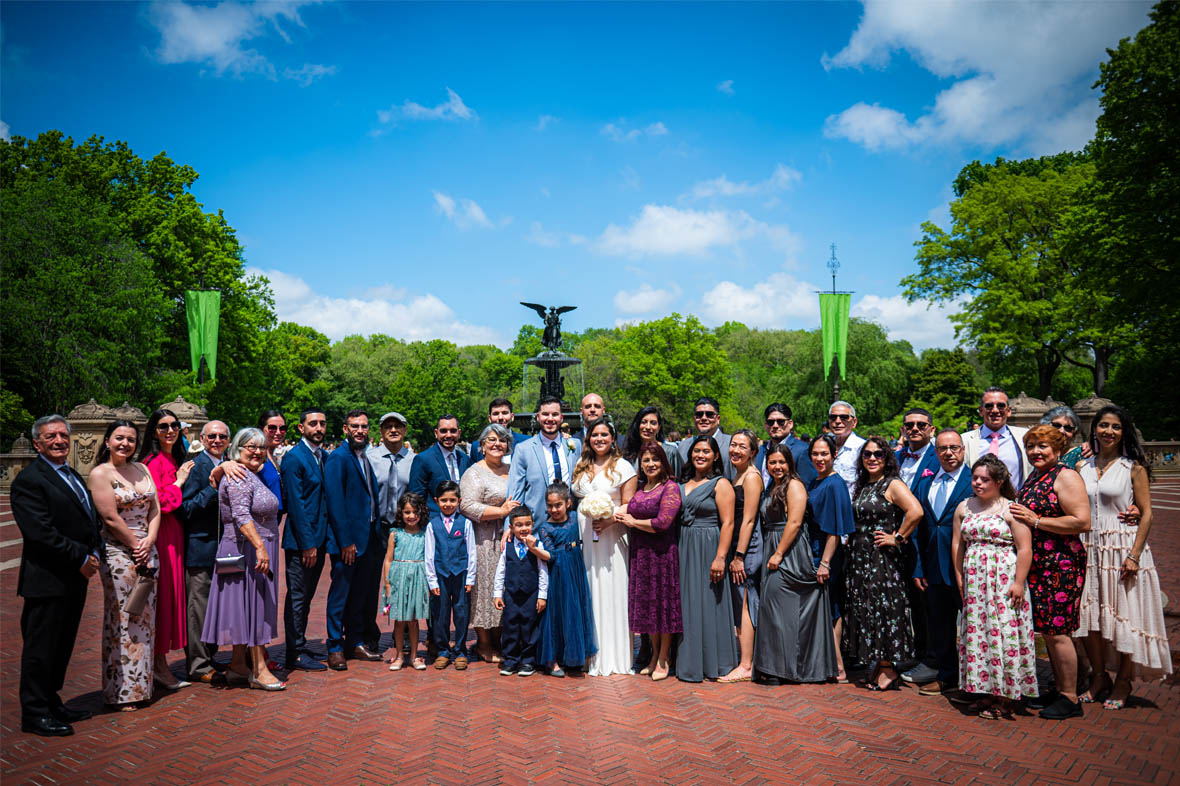 Group family photo at Bethesda Terrace and Fountain