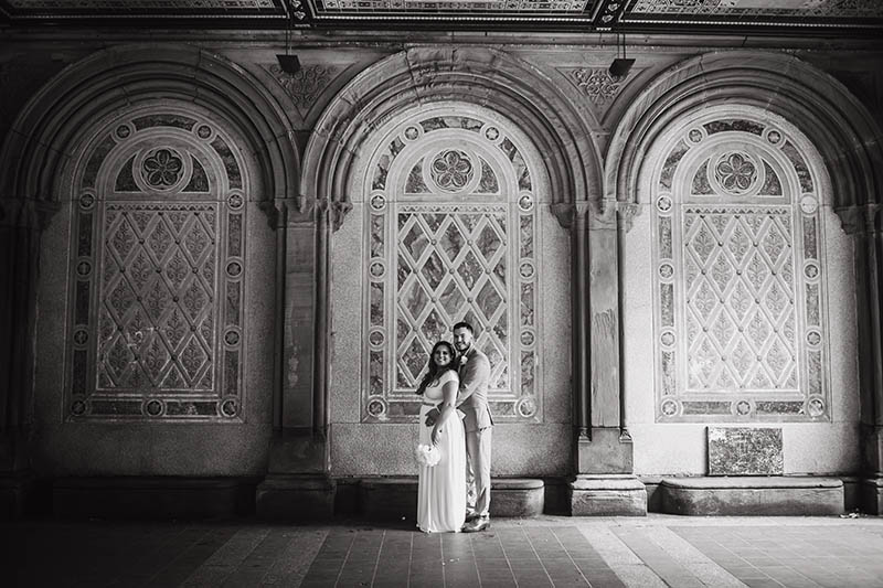 Black and white photo of wedding couple