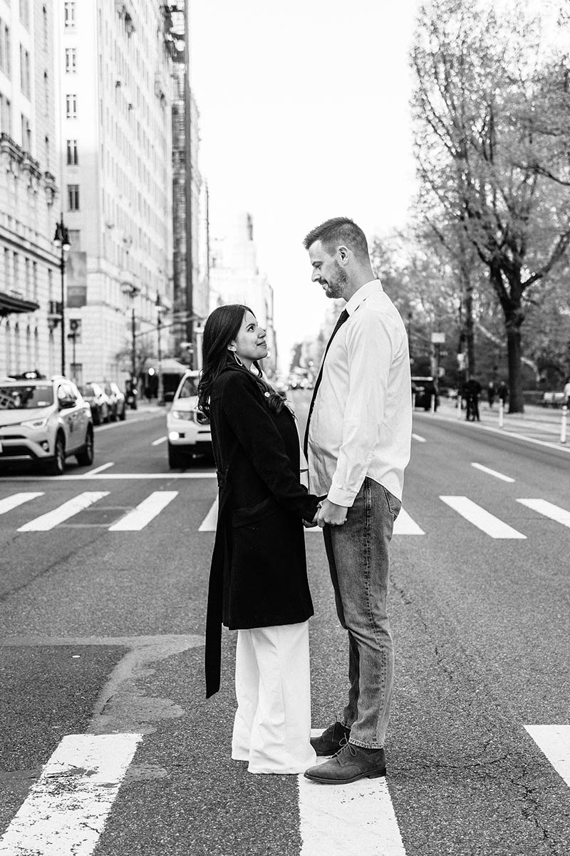 Couple standing in the middle of the street