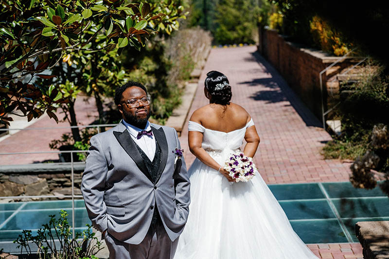 African American couple wedding portrait