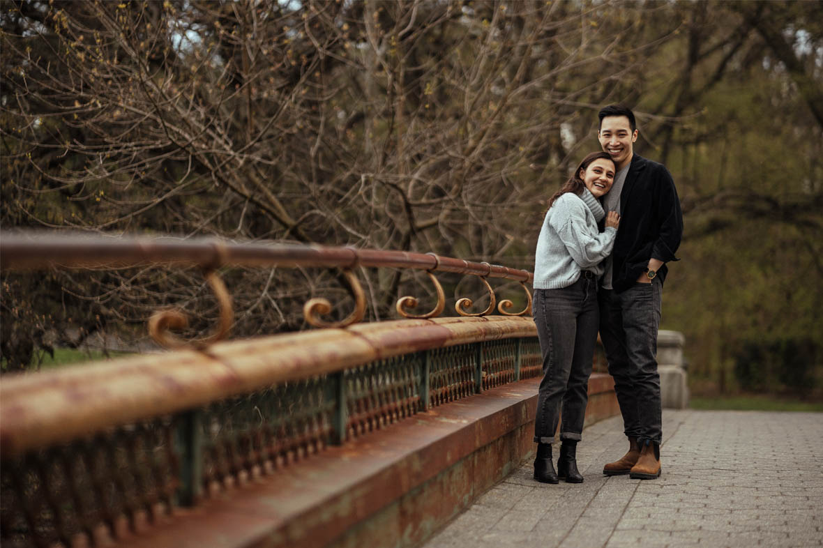 Couple on a bridge in Prospect Park