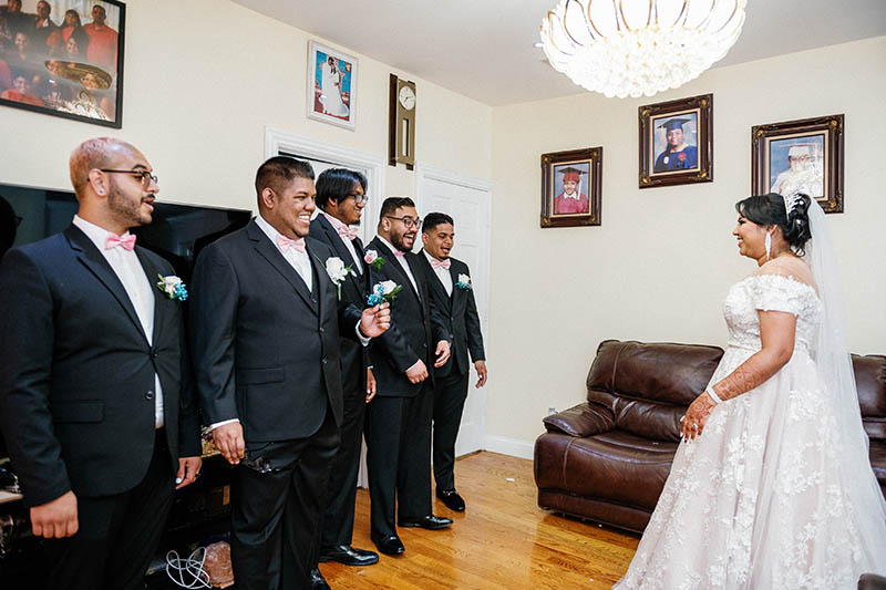Bride reveal to groomsmen