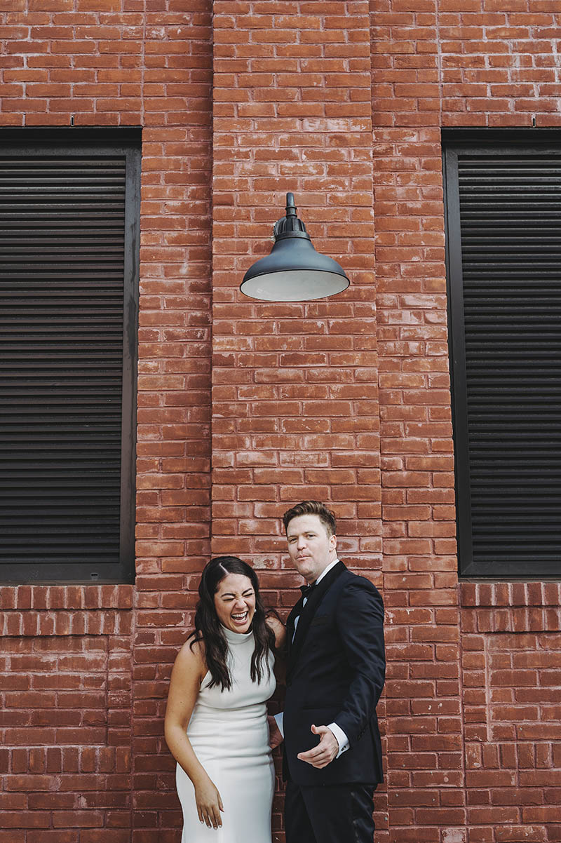 Candid bride and groom portrait