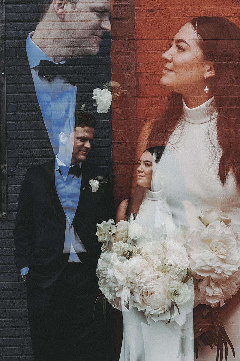 Double exposure wedding portrait
