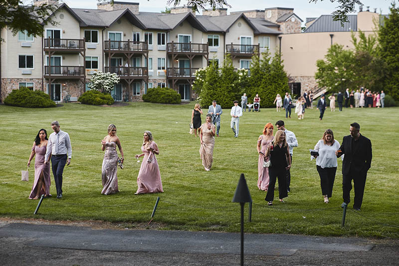 Guests walking on grass