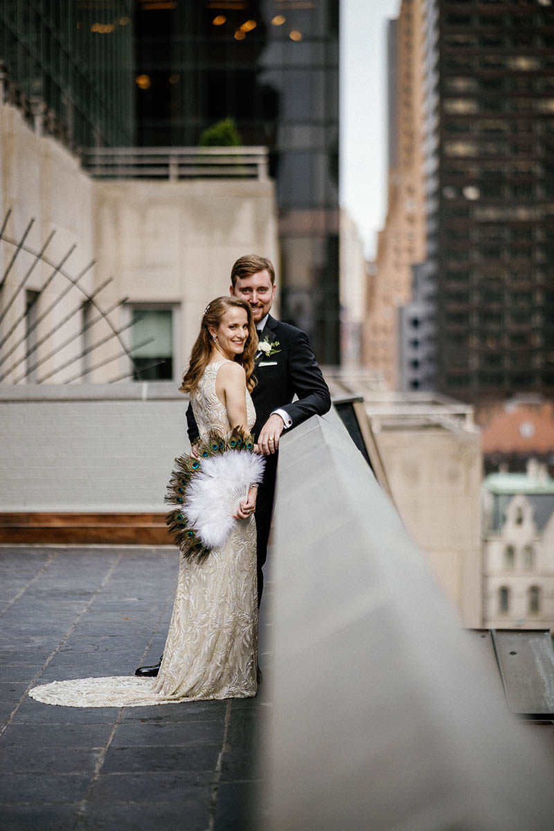 Rooftop wedding portrait