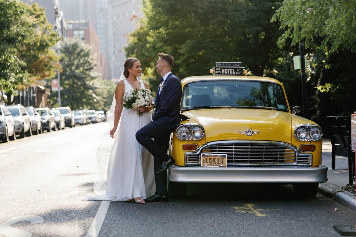 Checkers taxi wedding photography