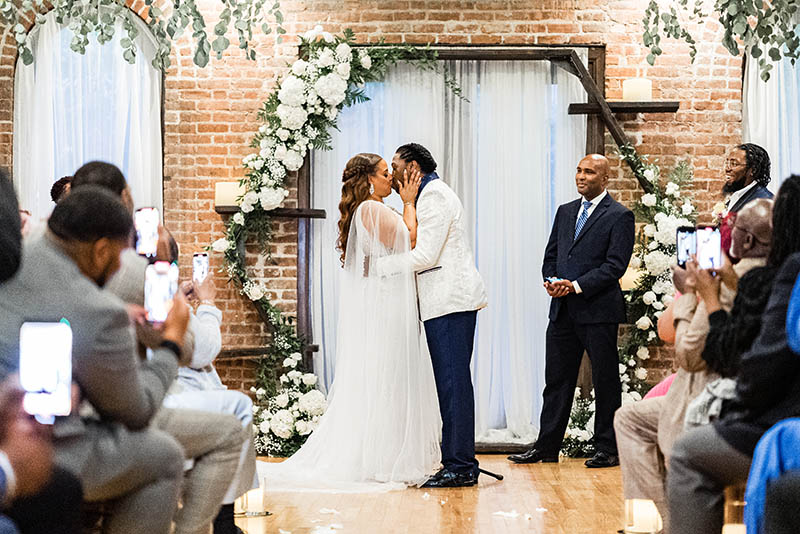 First wedding ceremony kiss