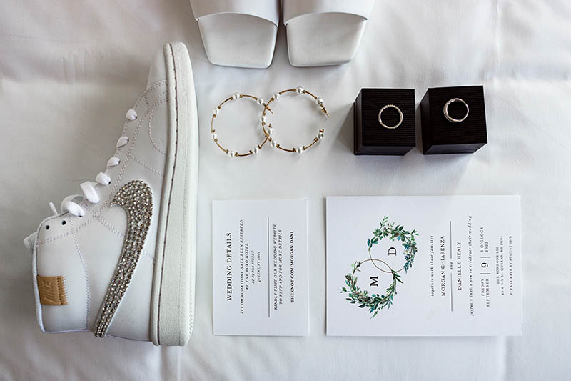 Wedding shoes, rings and jewelry