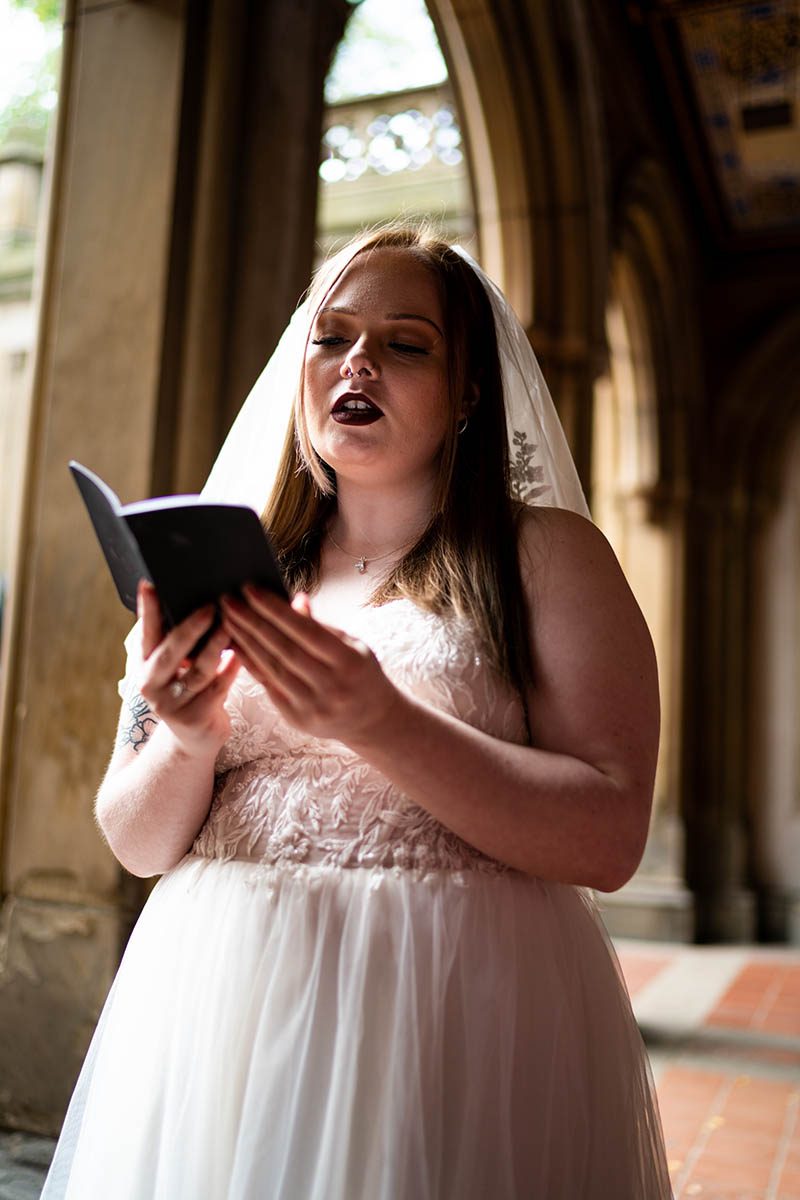 Bride reading vows