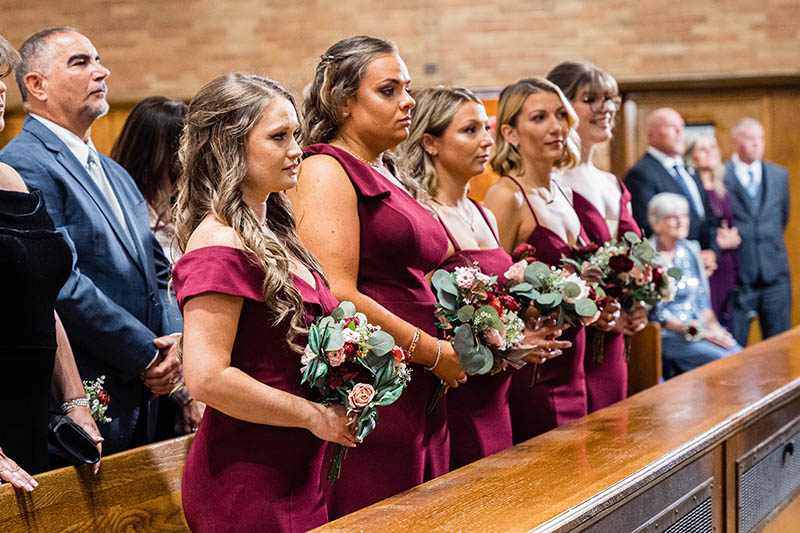 Bridesmaids at church