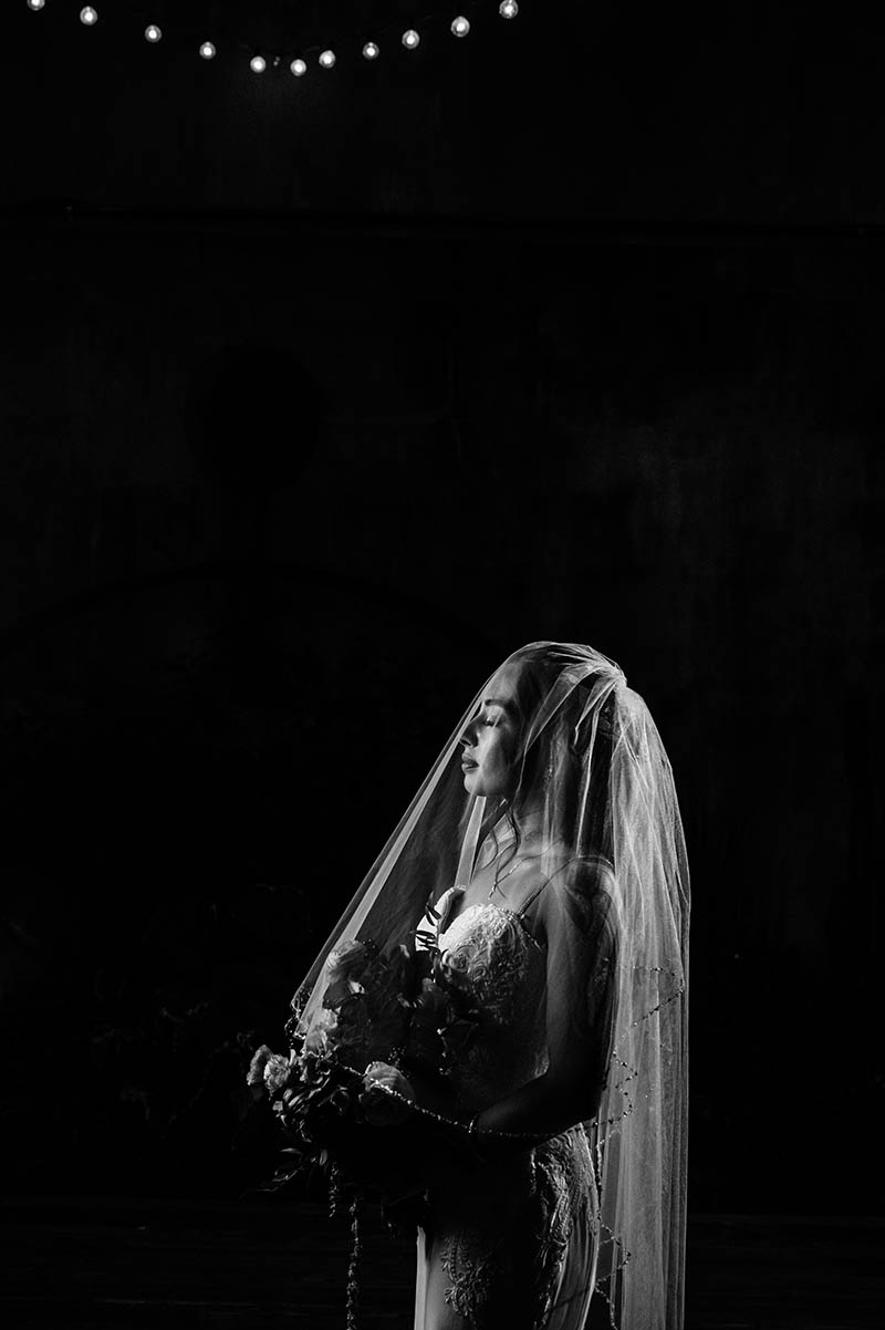 Black and white bride portrait