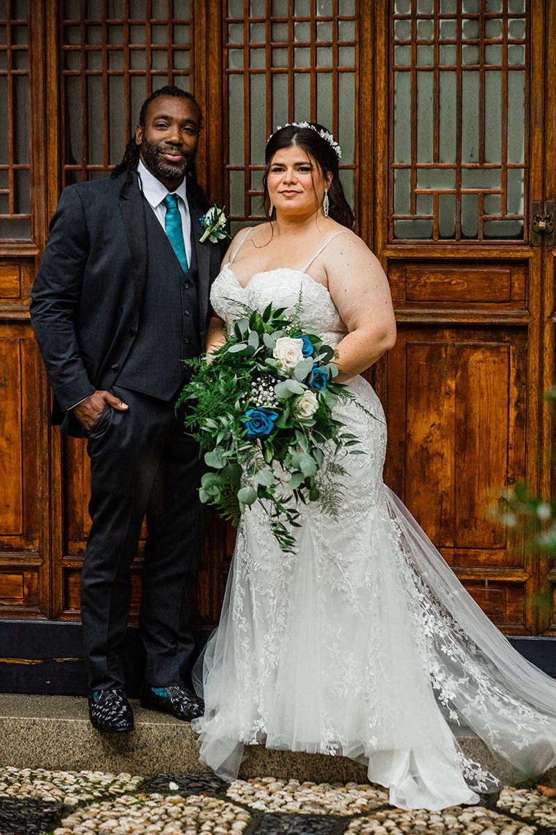 Interracial wedding portrait
