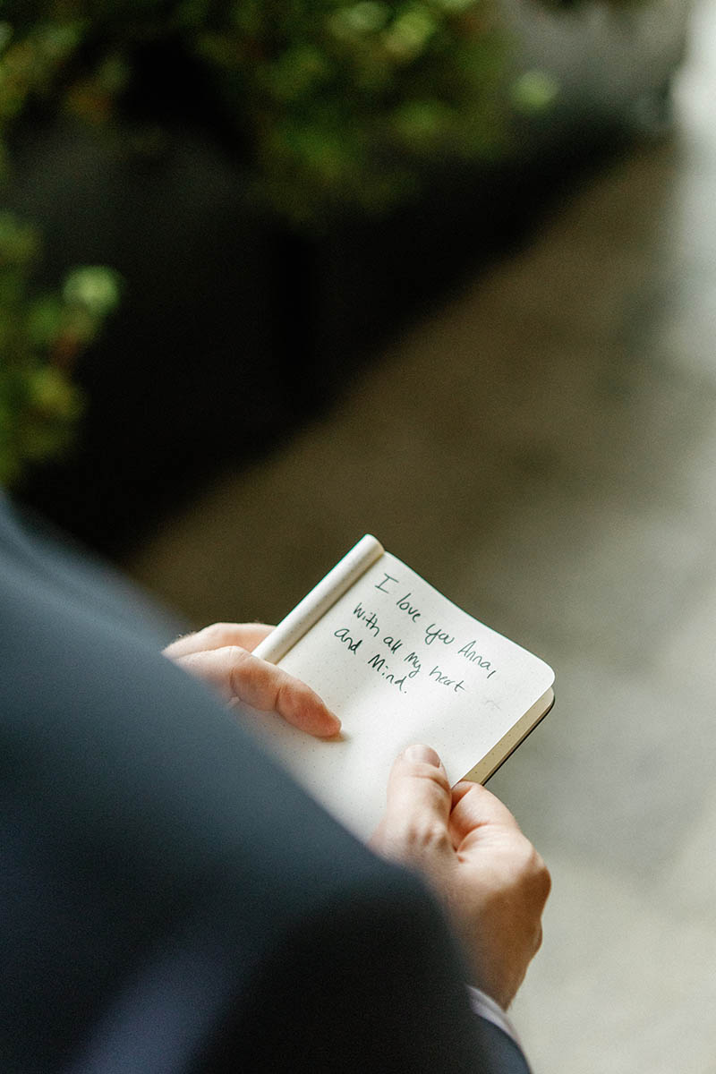 Groom reading notes