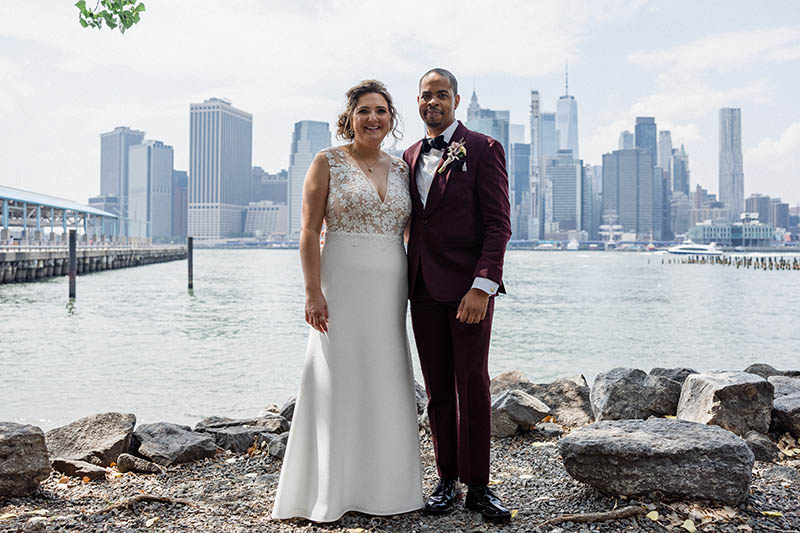 Interracial couple in Brooklyn Bridge Park