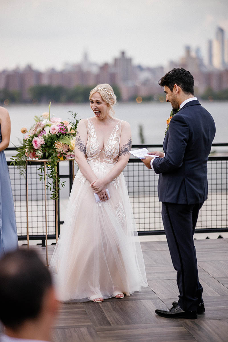 Brides reaction to grooms wedding vows