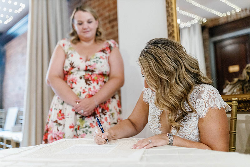 Bride signing Ketubah