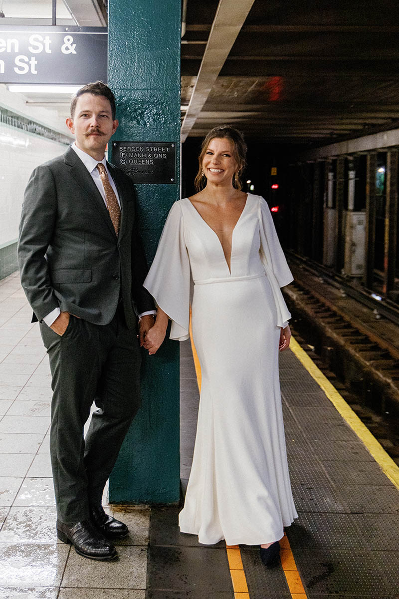Bergen St. NYC subway station wedding portrait