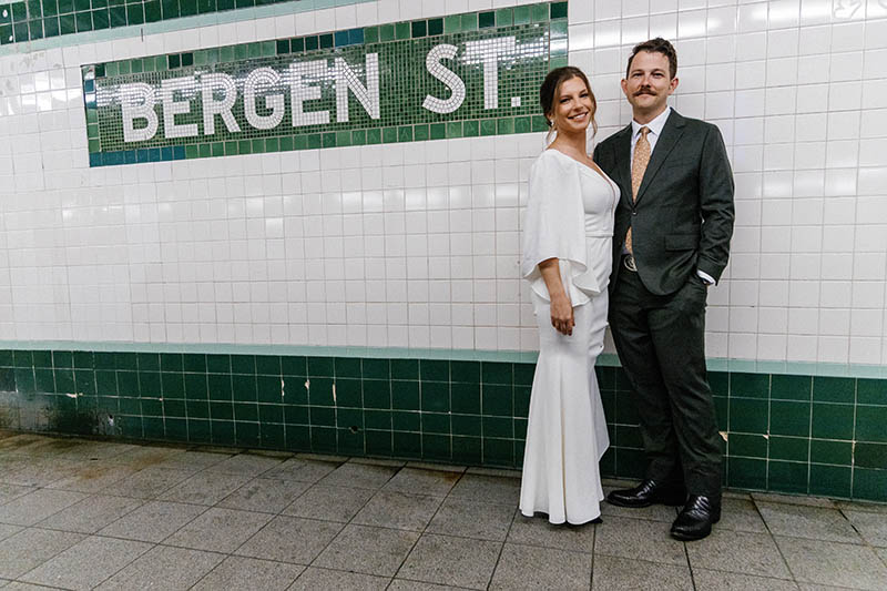 Bergen street subway station wedding portrait